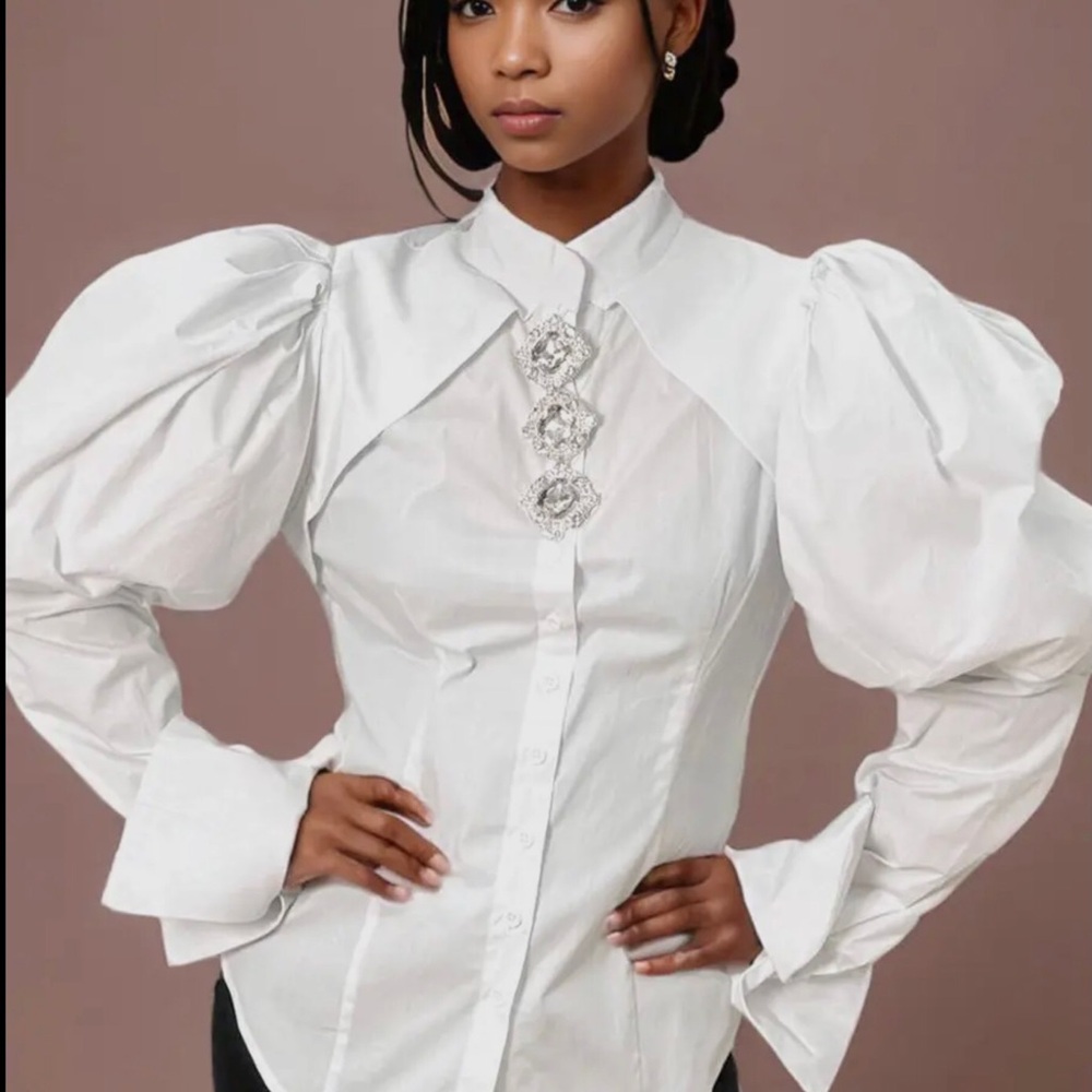 Elegant White Puff Sleeve Blouse